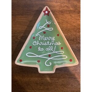 Hallmark Christmas Tree serving Plate Merry Christmas to‎ all!